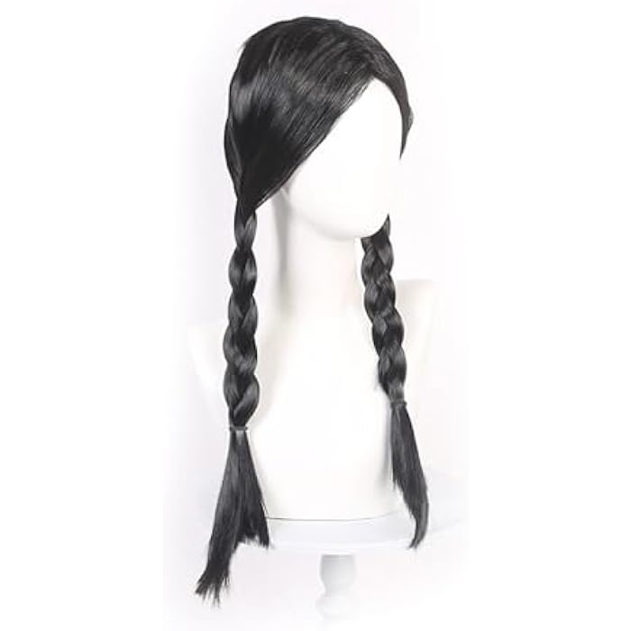 XZSKD Long Black Braided Wig, Cosplay & Party Wig, Heat Resistant Synthetic Fiber, One Size, Straight Hair - Image 1